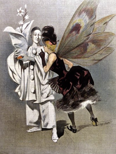 Pierrot en de feeënmoeder van Colombine door Adolphe Leon Willette