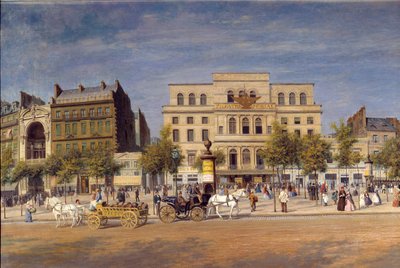 Algemeen overzicht van de theaters van de boulevard du temple voor de doorbraak van de Boulevard Prince Eugene (detail) door Adolphe Martial Potemont