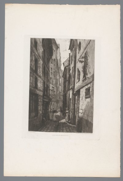 Gezicht op de Rue Saint Éloi (Franse etsen uit 1874) door Adolphe Martial Potemont