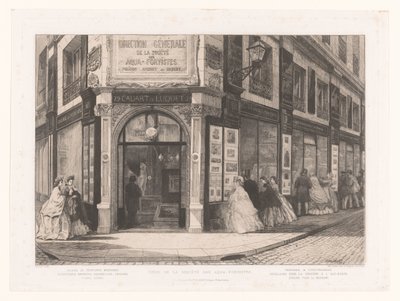 Gezicht op de zaak van Cadart en Luquet met dames en heren bij de etalages door Adolphe Martial Potemont