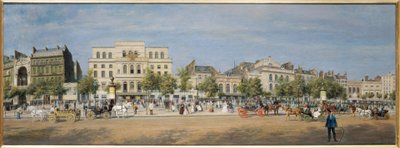 Algemeen uitzicht op de theaters van de boulevard du Temple in 1862 door Adolphe Martial Potemont