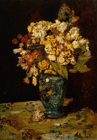 Bloemen in een blauwe vaas, 1879-1883 door Adolphe Joseph Thomas Monticelli