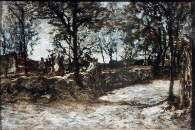 Landschap. Fontainebleau, 19e eeuw door Adolphe Joseph Thomas Monticelli