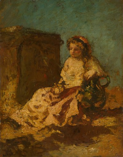 Meditatie Zittende vrouw, ca. 1878-79 door Adolphe Monticelli