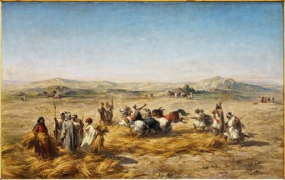Frans: Tarwe lossen in Algerije door Adolphe Pierre Leleux