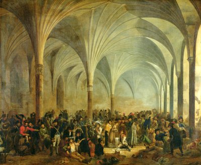 Het Militair Hospitaal van de Fransen en Russen in Marienburg in juni 1807 door Adolphe Roehn