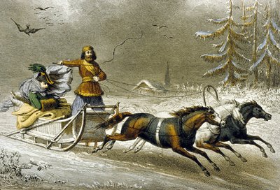Een slee in de sneeuw, Rusland door Adolphe Rouargue