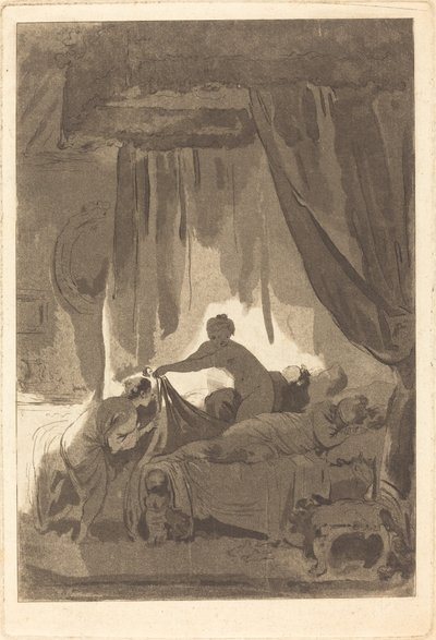 Mona Lisa door Adolphe Théodore Jules Martial Potémont after Jean Honoré Fragonard