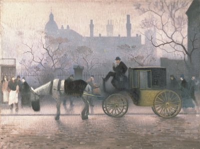 Oude Taxi bij All Saints, Manchester door Adolphe Valette