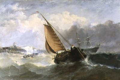 Broadstairs, stormachtig weer door Adolphus Knell