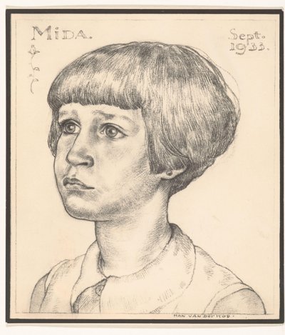 Fotoreproductie van een portret van Mida door Han van der Kop door Adriaan Bijl (attributed to)