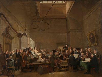 De tekenzaal van de Felix Meritis Genootschap door Adriaan de Lelie