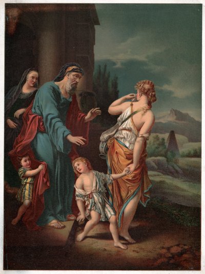 Abraham en Hagar (lithografie, ca. 1880) door Adriaan van der (after) Werff