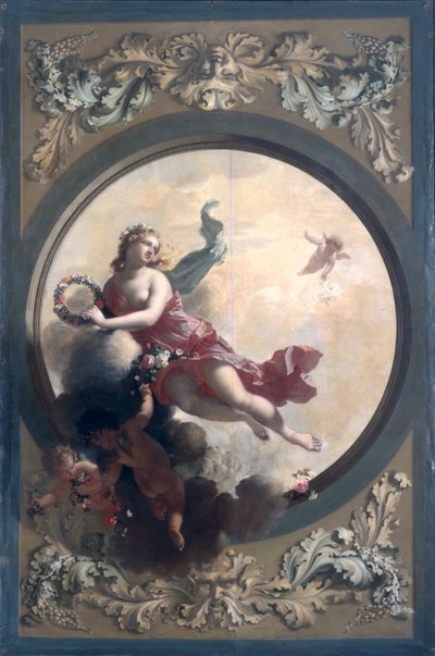Flora met bloemenstrooiende putti door Adriaan van der Werff