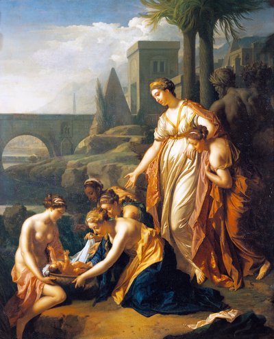 Mozes gered uit het water, door Adriaen van der Werff, olieverf op paneel door Adriaan van der Werff