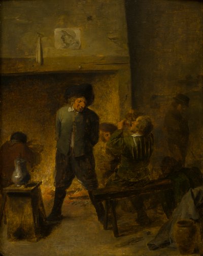 Een taveernescène door Adriaen (follower of) Brouwer