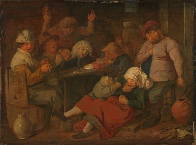 Dutch: herberg met dronken boeren Poor Folk Drinking in a Tavern door Adriaen Brouwer