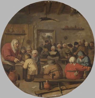 Interieur van een school door Adriaen Brouwer
