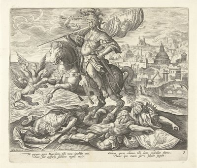 Alexander de Grote als derde koning uit het visioen van Daniël door Adriaen Collaert