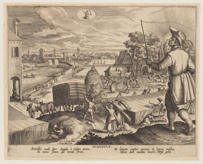 Augustus, van Twaalf Maanden door Adriaen Collaert