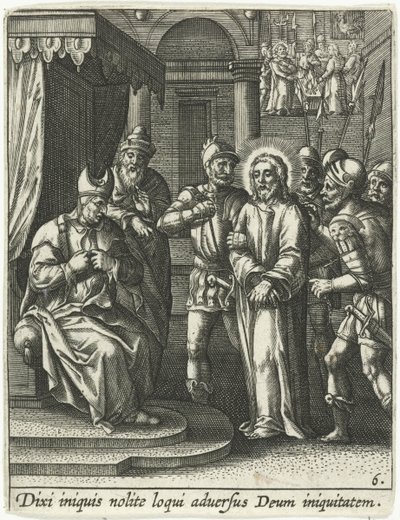 Christus voor Kajafas door Adriaen Collaert