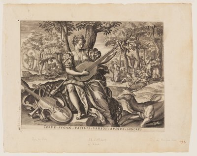 Horen, uit De vijf zintuigen door Adriaen Collaert
