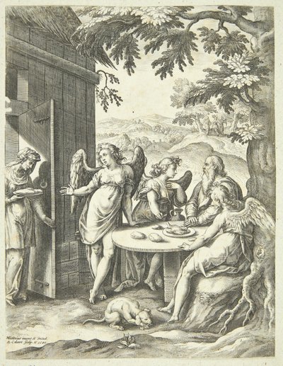 De aankondiging aan Isaak door Adriaen Collaert