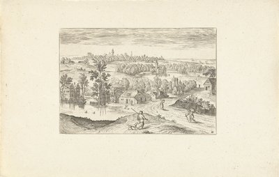 Landschap met een vijver door Adriaen Collaert