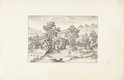 Landschap met wandelaars door Adriaen Collaert