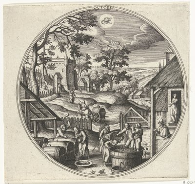 Oktober door Adriaen Collaert