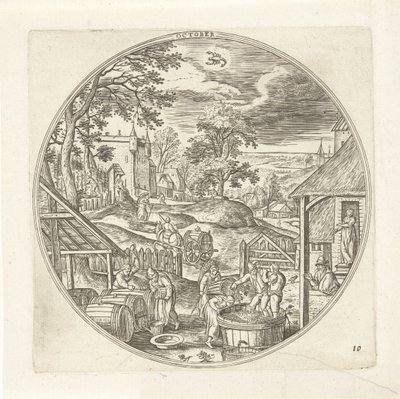Oktober door Adriaen Collaert