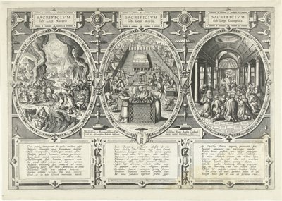 Offers onder de wet van de natuur, onder de wet van Mozes en onder de wet van het Evangelie door Adriaen Collaert