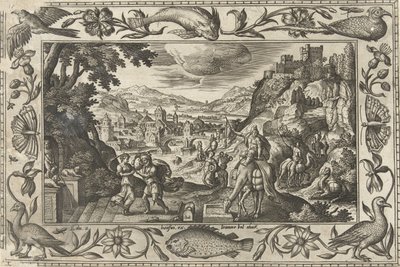 Rebekka en Eliëzer bij de bron door Adriaen Collaert