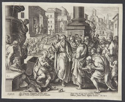 St. Paulus geneest een kreupele in Lystra door Adriaen Collaert