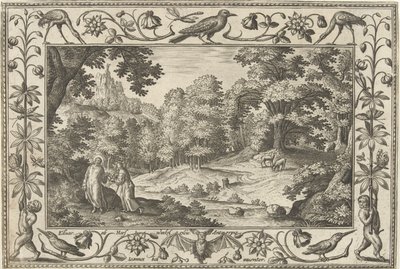 Verzoeking in de woestijn door Adriaen Collaert