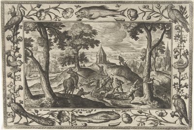 Wolvenjacht door Adriaen Collaert