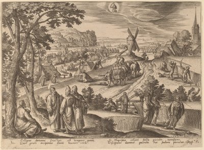 Het Plukken van Korenaren op Sabbat door Adriaen Collaert after Hans Bol