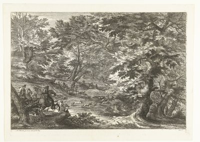 Landschap met vossejacht door Adriaen Frans Boudewyns