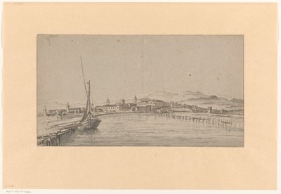 Gezicht op een stad in de Tiber Vallei door Adriaen Honich