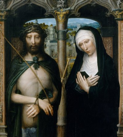 Christus gekroond met doornen Ecce Homo, en de rouwende Maagd, ca. 1530-40 door Adriaen Isenbrandt