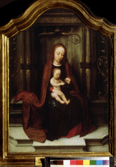 De Maagd en het kind op de troon door Adriaen Isenbrandt or Isenbrant