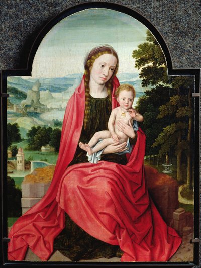Maagd met het Christuskind dat een viooltje vasthoudt door Adriaen Isenbrandt or Isenbrant