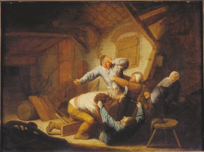 Boeren die Vechten, Midden 17e eeuw door Adriaen Jansz Ostade van