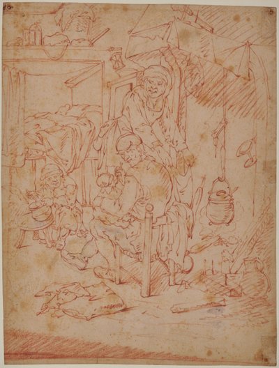 Nederlands interieur door Adriaen Jansz. van (attr. to) Ostade