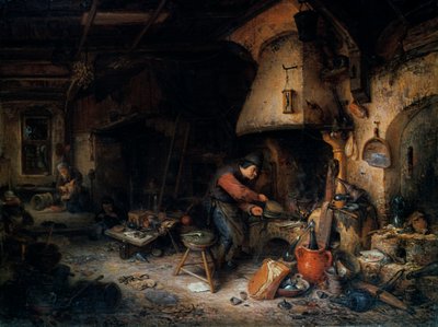 Een Alchemist door Adriaen Jansz. van Ostade
