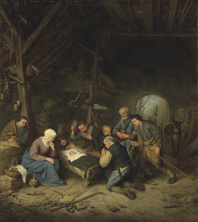 De aanbidding van de herders door Adriaen Jansz. van Ostade