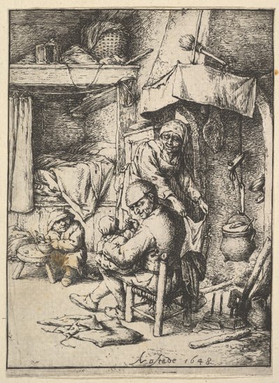 Vader Voedt zijn Kind door Adriaen Jansz. van Ostade