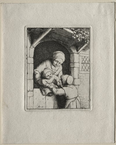 Moeder en twee kinderen door Adriaen Jansz. van Ostade