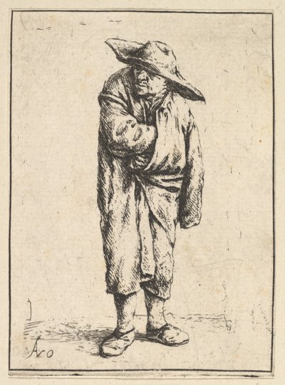 Boer gewikkeld in zijn mantel, 1610-85 door Adriaen Jansz. van Ostade