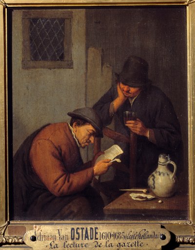 De krant lezen door Adriaen Jansz. van Ostade